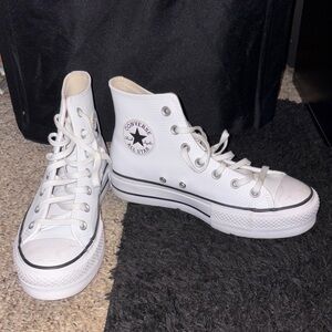 Converse White High Top Platform Sneakers
